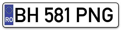Placuta inmatriculare numar auto  BH-581-PNG, BH 581 PNG, BH581PNG