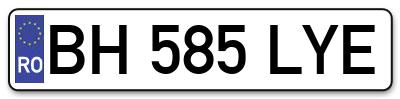 Placuta inmatriculare numar auto  BH-585-LYE, BH 585 LYE, BH585LYE