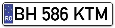 Placuta inmatriculare numar auto  BH-586-KTM, BH 586 KTM, BH586KTM