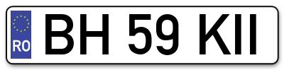 Placuta inmatriculare numar auto  BH-59-KII, BH 59 KII, BH59KII