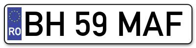 Placuta inmatriculare numar auto  BH-59-MAF, BH 59 MAF, BH59MAF
