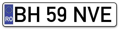 Placuta inmatriculare numar auto  BH-59-NVE, BH 59 NVE, BH59NVE