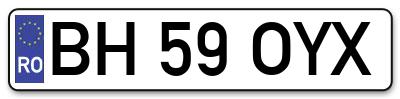 Placuta inmatriculare numar auto  BH-59-OYX, BH 59 OYX, BH59OYX