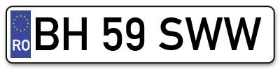 Placuta inmatriculare numar auto  BH-59-SWW, BH 59 SWW, BH59SWW
