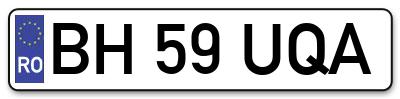 Placuta inmatriculare numar auto  BH-59-UQA, BH 59 UQA, BH59UQA