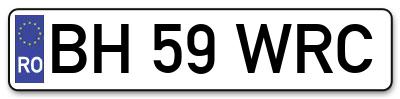 Placuta inmatriculare numar auto  BH-59-WRC, BH 59 WRC, BH59WRC