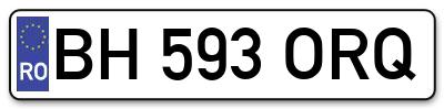 Placuta inmatriculare numar auto  BH-593-ORQ, BH 593 ORQ, BH593ORQ