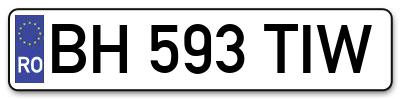 Placuta inmatriculare numar auto  BH-593-TIW, BH 593 TIW, BH593TIW