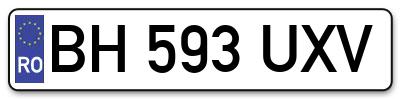 Placuta inmatriculare numar auto  BH-593-UXV, BH 593 UXV, BH593UXV