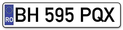 Placuta inmatriculare numar auto  BH-595-PQX, BH 595 PQX, BH595PQX