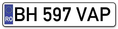 Placuta inmatriculare numar auto  BH-597-VAP, BH 597 VAP, BH597VAP