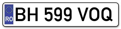 Placuta inmatriculare numar auto  BH-599-VOQ, BH 599 VOQ, BH599VOQ