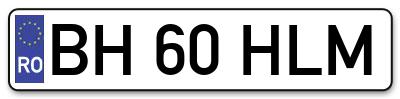 Placuta inmatriculare numar auto  BH-60-HLM, BH 60 HLM, BH60HLM