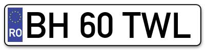 Placuta inmatriculare numar auto  BH-60-TWL, BH 60 TWL, BH60TWL