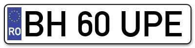 Placuta inmatriculare numar auto  BH-60-UPE, BH 60 UPE, BH60UPE