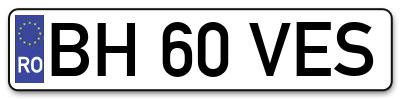 Placuta inmatriculare numar auto  BH-60-VES, BH 60 VES, BH60VES
