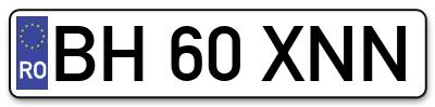 Placuta inmatriculare numar auto  BH-60-XNN, BH 60 XNN, BH60XNN