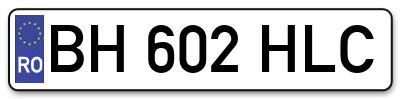 Placuta inmatriculare numar auto  BH-602-HLC, BH 602 HLC, BH602HLC