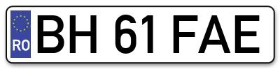 Placuta inmatriculare numar auto  BH-61-FAE, BH 61 FAE, BH61FAE