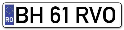 Placuta inmatriculare numar auto  BH-61-RVO, BH 61 RVO, BH61RVO