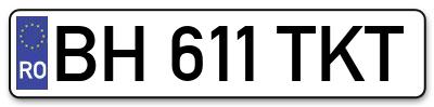 Placuta inmatriculare numar auto  BH-611-TKT, BH 611 TKT, BH611TKT
