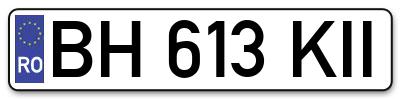 Placuta inmatriculare numar auto  BH-613-KII, BH 613 KII, BH613KII