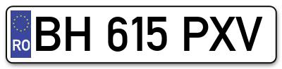 Placuta inmatriculare numar auto  BH-615-PXV, BH 615 PXV, BH615PXV