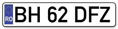 Placuta inmatriculare numar auto  BH-62-DFZ, BH 62 DFZ, BH62DFZ