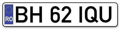 Placuta inmatriculare numar auto  BH-62-IQU, BH 62 IQU, BH62IQU