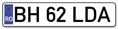 Placuta inmatriculare numar auto  BH-62-LDA, BH 62 LDA, BH62LDA