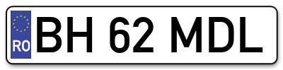 Placuta inmatriculare numar auto  BH-62-MDL, BH 62 MDL, BH62MDL