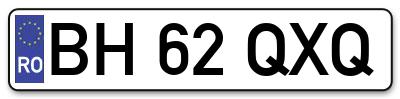 Placuta inmatriculare numar auto  BH-62-QXQ, BH 62 QXQ, BH62QXQ