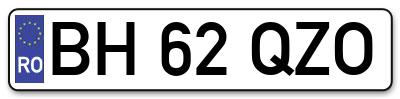 Placuta inmatriculare numar auto  BH-62-QZO, BH 62 QZO, BH62QZO