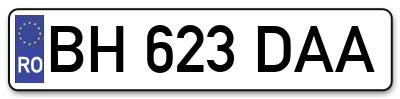 Placuta inmatriculare numar auto  BH-623-DAA, BH 623 DAA, BH623DAA