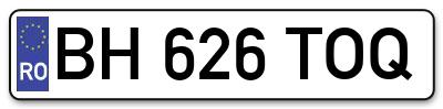 Placuta inmatriculare numar auto  BH-626-TOQ, BH 626 TOQ, BH626TOQ