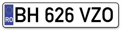 Placuta inmatriculare numar auto  BH-626-VZO, BH 626 VZO, BH626VZO