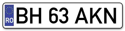 Placuta inmatriculare numar auto  BH-63-AKN, BH 63 AKN, BH63AKN