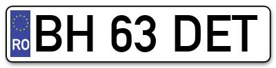 Placuta inmatriculare numar auto  BH-63-DET, BH 63 DET, BH63DET