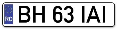 Placuta inmatriculare numar auto  BH-63-IAI, BH 63 IAI, BH63IAI