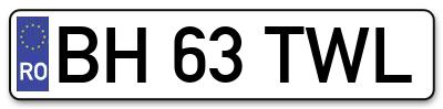Placuta inmatriculare numar auto  BH-63-TWL, BH 63 TWL, BH63TWL