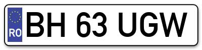 Placuta inmatriculare numar auto  BH-63-UGW, BH 63 UGW, BH63UGW