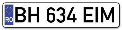 Placuta inmatriculare numar auto  BH-634-EIM, BH 634 EIM, BH634EIM