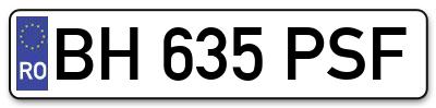 Placuta inmatriculare numar auto  BH-635-PSF, BH 635 PSF, BH635PSF