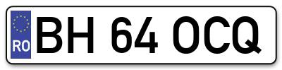 Placuta inmatriculare numar auto  BH-64-OCQ, BH 64 OCQ, BH64OCQ