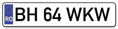 Placuta inmatriculare numar auto  BH-64-WKW, BH 64 WKW, BH64WKW
