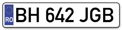 Placuta inmatriculare numar auto  BH-642-JGB, BH 642 JGB, BH642JGB