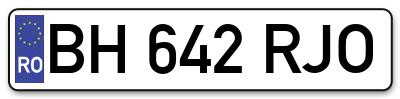 Placuta inmatriculare numar auto  BH-642-RJO, BH 642 RJO, BH642RJO