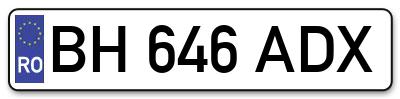 Placuta inmatriculare numar auto  BH-646-ADX, BH 646 ADX, BH646ADX