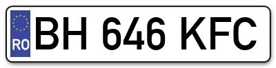 Placuta inmatriculare numar auto  BH-646-KFC, BH 646 KFC, BH646KFC