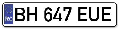 Placuta inmatriculare numar auto  BH-647-EUE, BH 647 EUE, BH647EUE